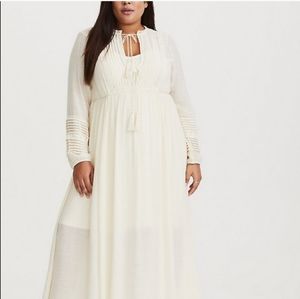 Torrid RUNWAY Ivory Pintuck Maxi Dress